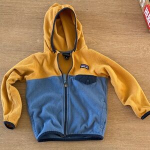 Patagonia Kids Two-Tone Hooded Fleece Jacket - Mustard & Slate Blue